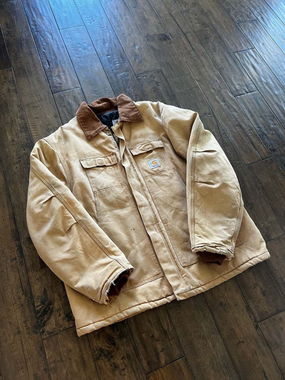 Carhartt Vintage 1990s Traditional Work Jacket Tan Brown Corduroy Collar